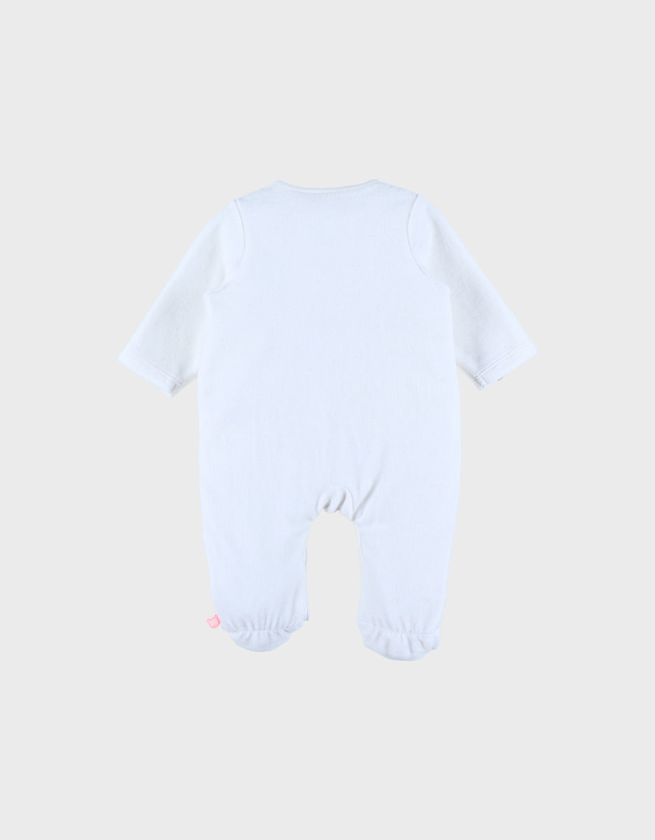 Pyjama bébé en velours blanc avec broderie mouton