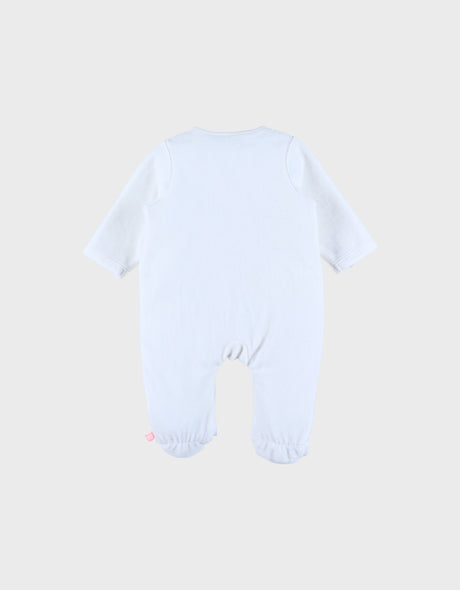 Pyjama bébé en velours blanc avec broderie mouton
