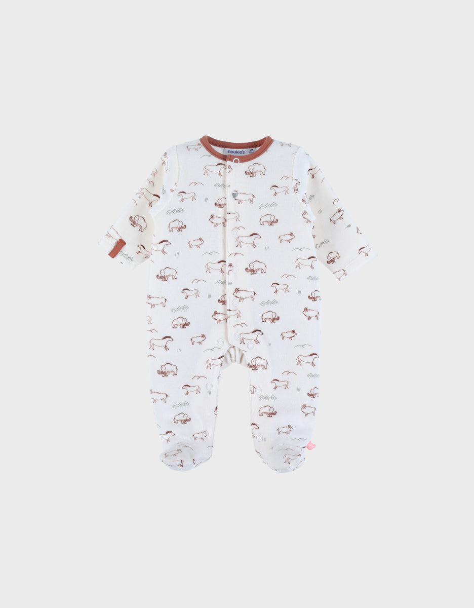 Pyjama bébé en velours avec imprimé Mammouth