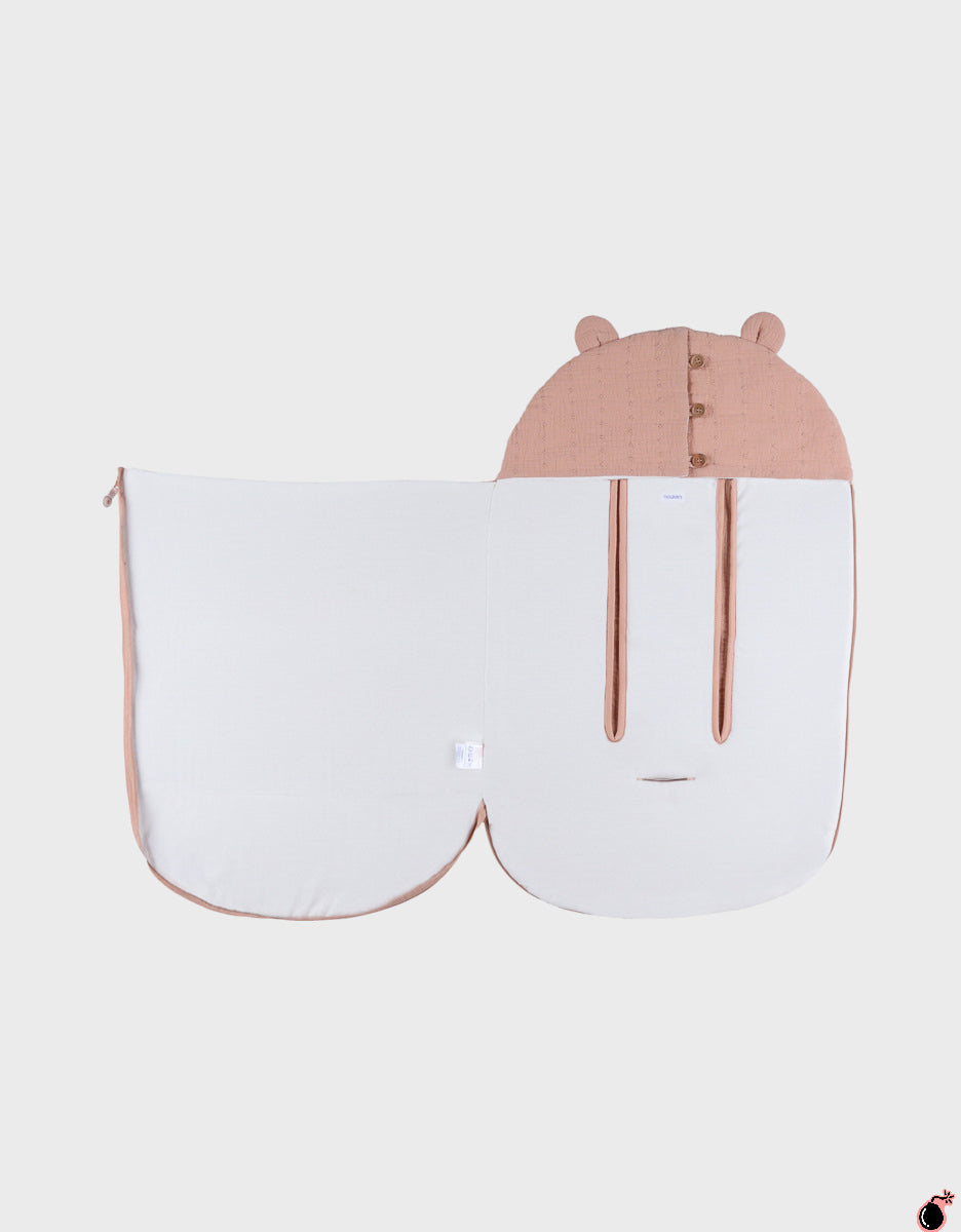 Nid d’ange, mousseline de coton bio rose