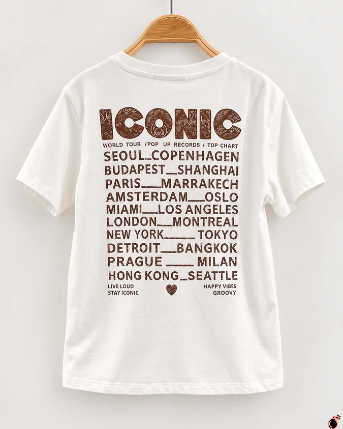 T-shirt ICONIC Bandana Blanc/chocolat