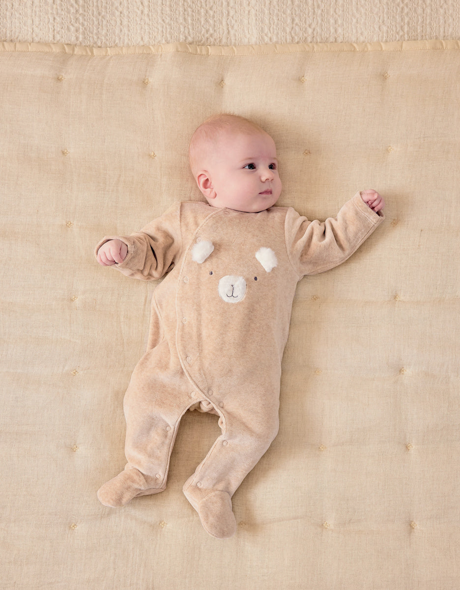 Pyjama en velours beige brodé – Orso