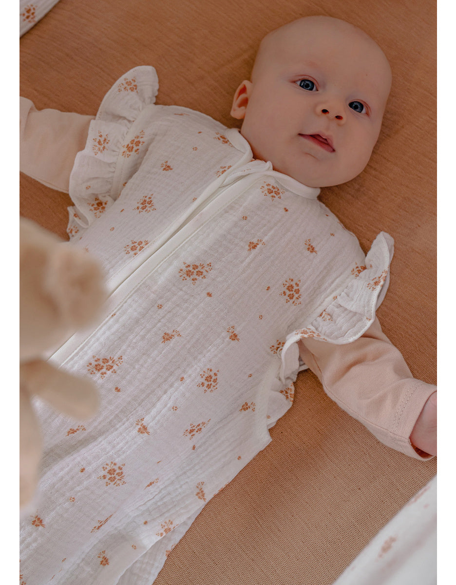Gigoteuse en mousseline de coton bio fleurs d’antan