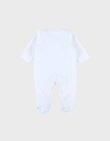 Pyjama bébé en velours blanc avec broderie lapin