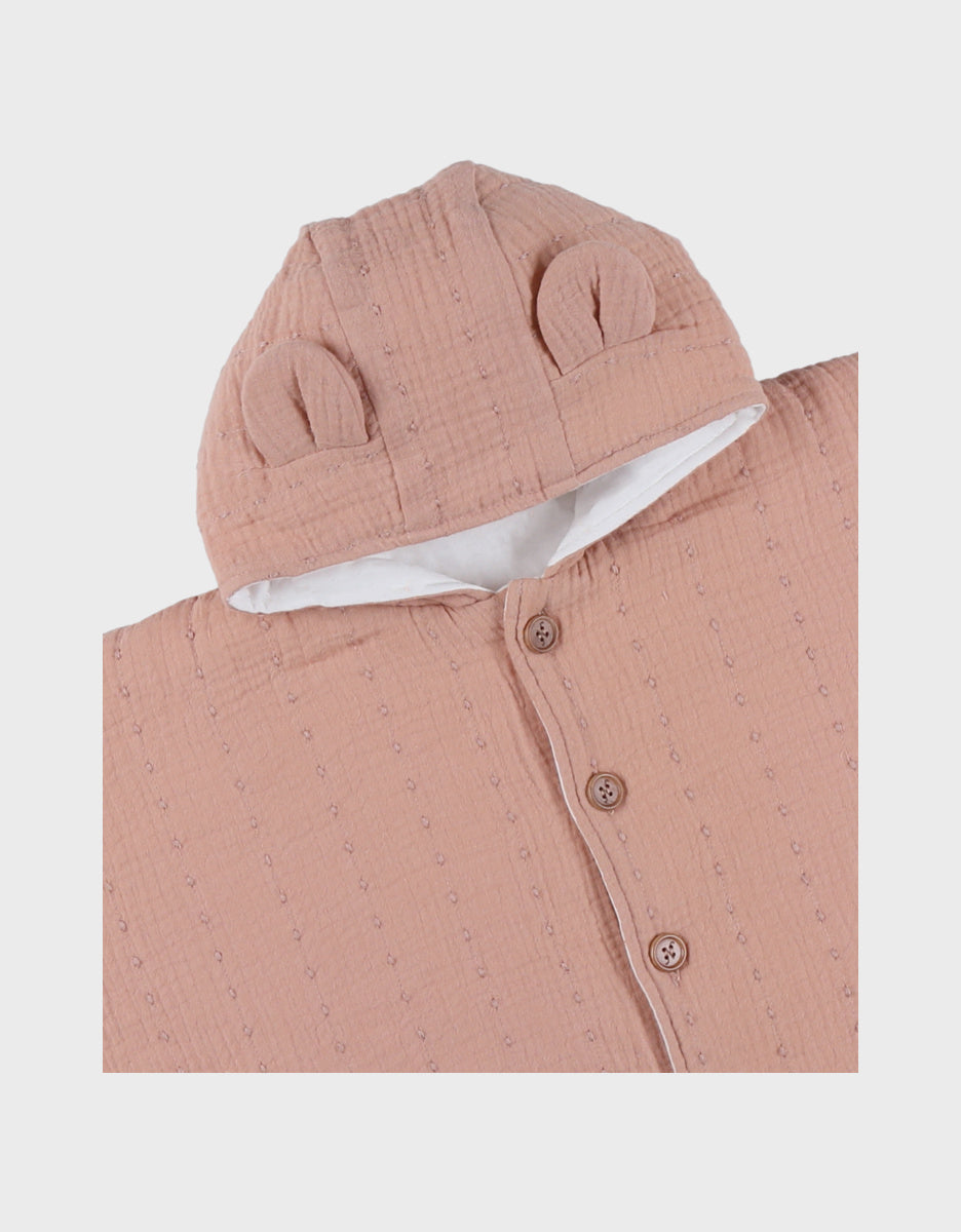 Poncho bébé, mousseline de coton bio rose