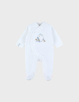Pyjama velours blanc avec broderie oiseau