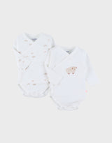 Lot de 2 bodies croisés en coton imprimé mouton