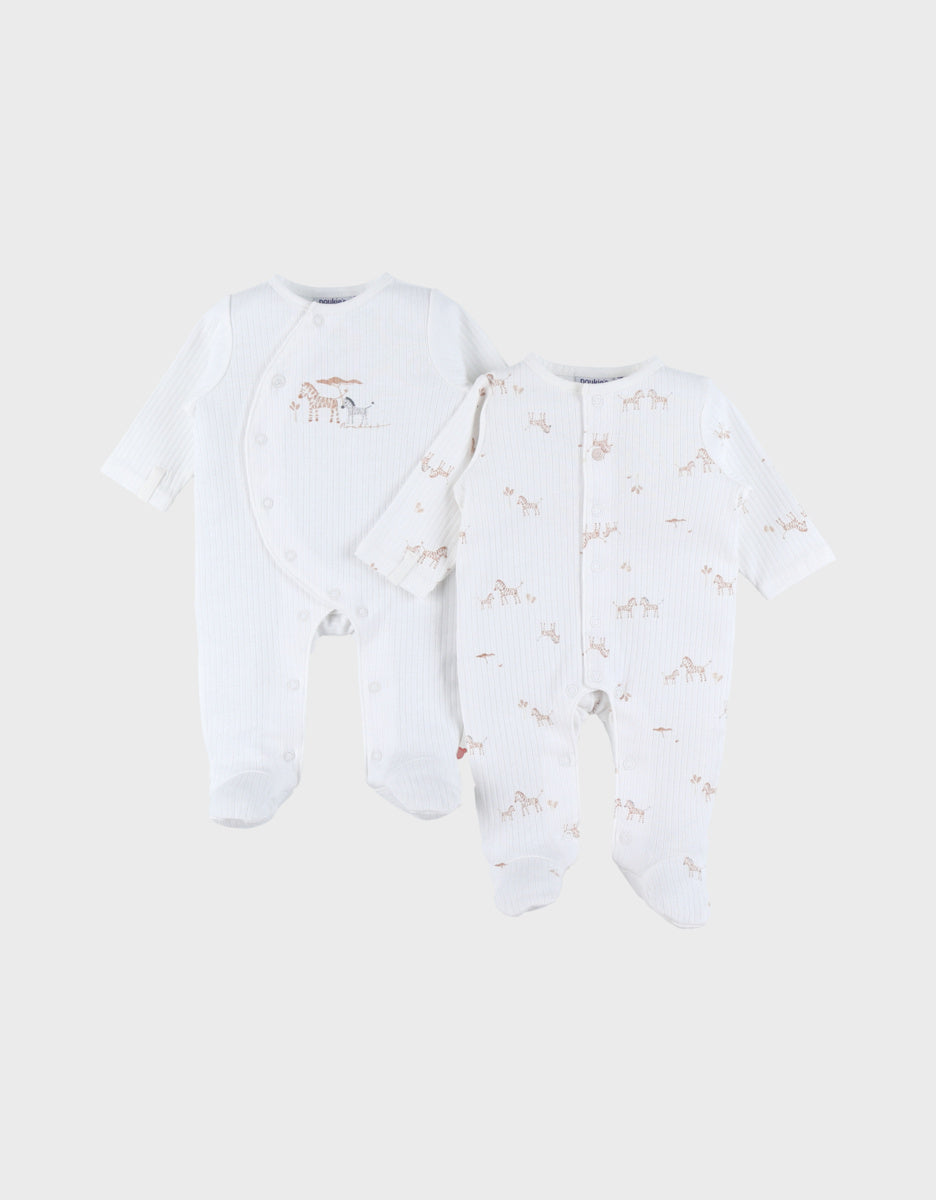 Lot de 2 pyjamas bébé, jersey zèbre