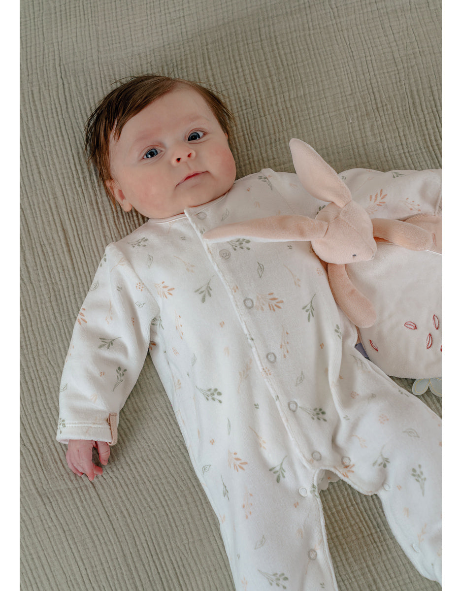 Lot de 2 pyjamas bébé, velours girafe et fleurs