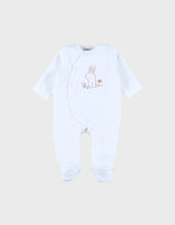 Pyjama bébé en velours blanc avec broderie lapin