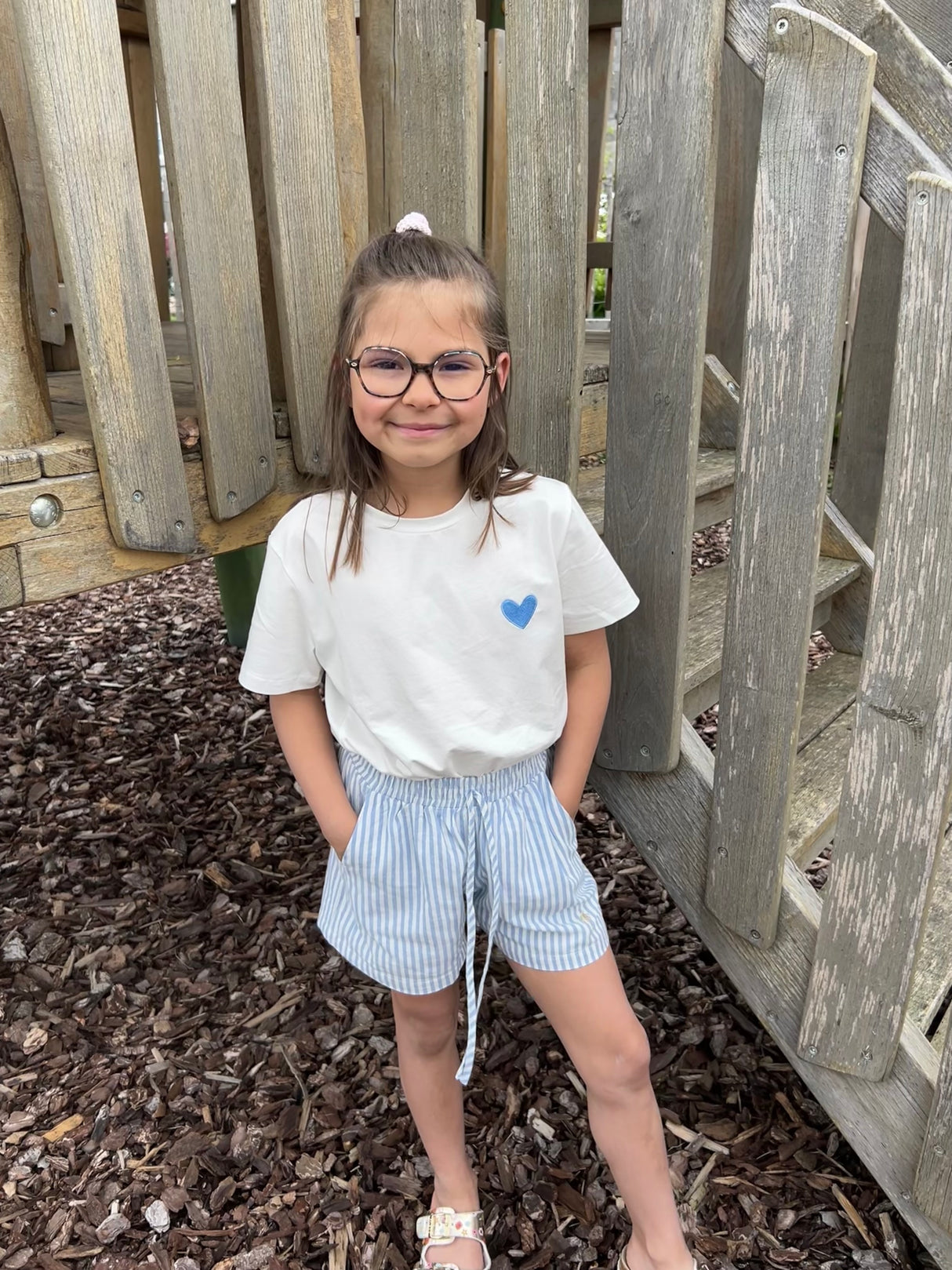T-shirt Blanc CŒUR BLEU