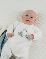 Pyjama velours blanc avec broderie oiseau