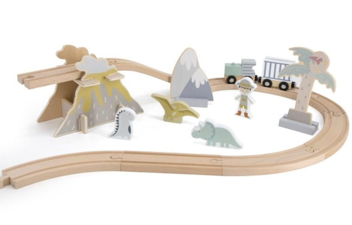 Circuit en bois pour train - Extensions dinosaures