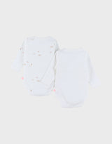 Lot de 2 bodies croisés en coton imprimé mouton