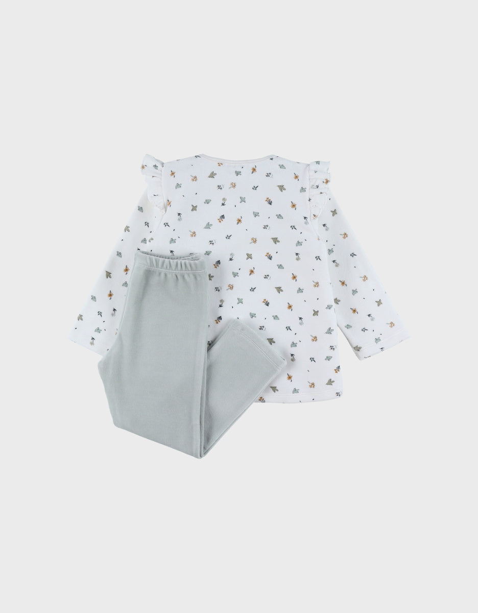 Pyjama 2 pièces en velours à motif floral