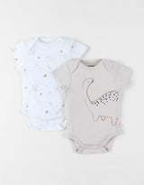 Set 2 bodys croisés Dino beige