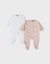 Lot de 2 pyjamas bébé, velours girafe et fleurs