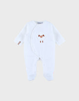 Pyjama bébé en velours blanc avec broderie mouton