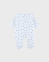 Pyjama bébé en velours blanc imprimé oiseau