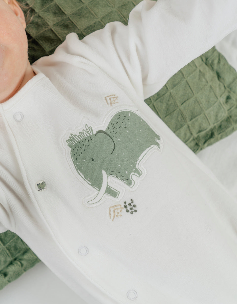 Pyjama bébé en velours avec broderie mammouth