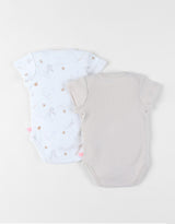 Set 2 bodys croisés Dino beige