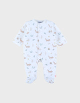 Pyjama bébé en velours blanc à motifs