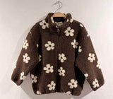 Veste moumoute FLEURS Chocolat