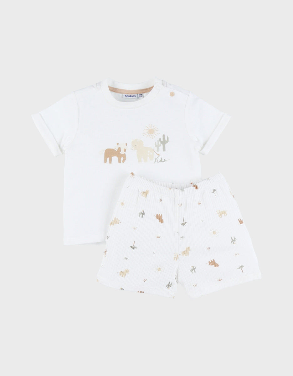 Pyjama bébé, coton imprimé manches courtes Fluffy