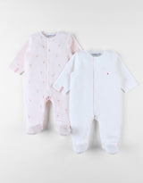 Set de 2 Pyjamas bébé, Velours rose pâle