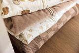 Couverture Berceau 75x100cm Box Knit - Warm Sand/Velvet - GOTS