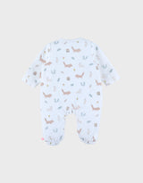 Pyjama bébé en velours blanc à motifs