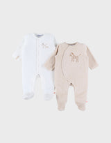 Lot de 2 pyjamas bébé, velours zèbre