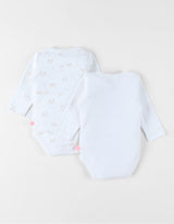 Set 2 bodys croisés Tortues Blanc