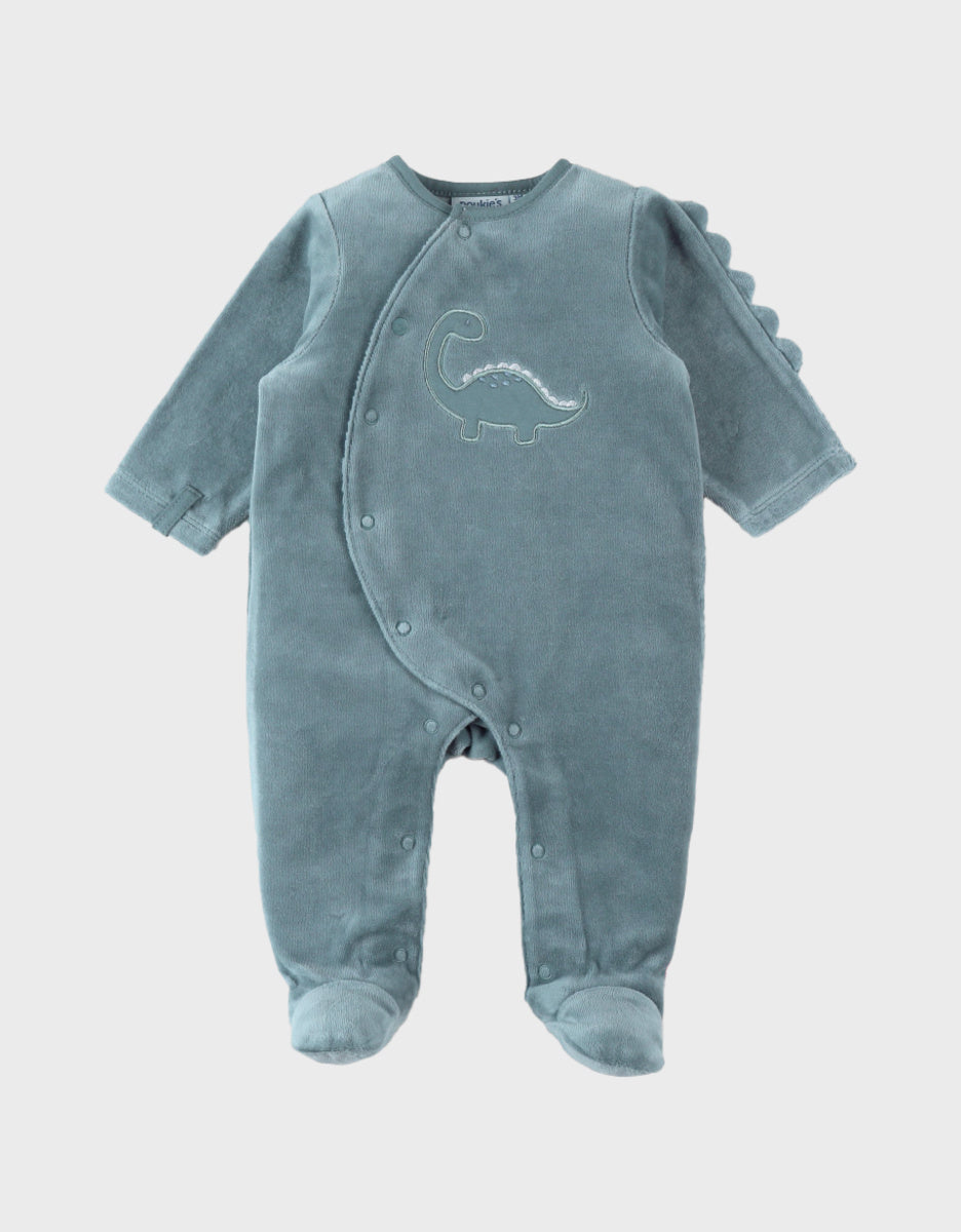 Pyjama en velours côtelé, dino bleu