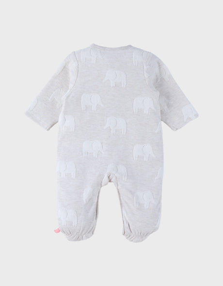 Pyjama bébé, coton jacquard éléphant gris