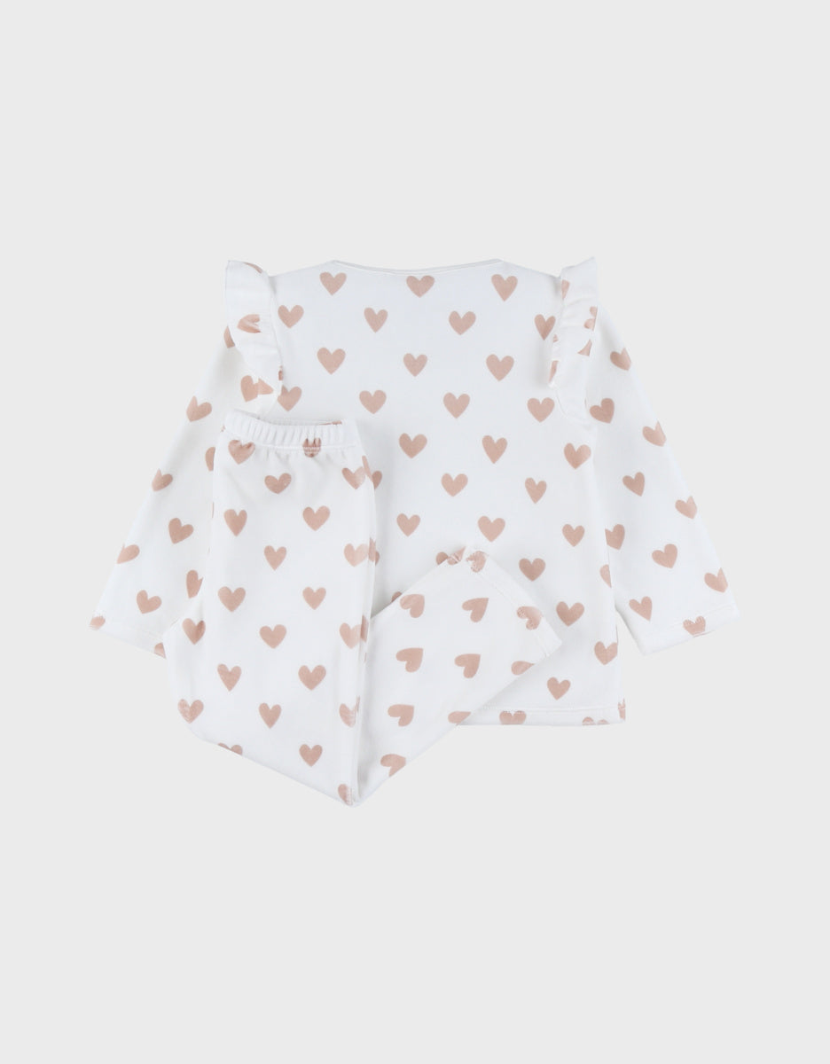 Pyjama bébé, velours imprimé manches longues mon cœur