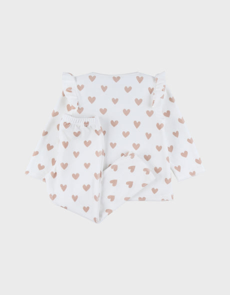 Pyjama bébé, velours imprimé manches longues mon cœur