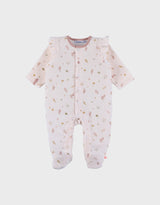 Pyjama bébé en velours rose pâle à volants