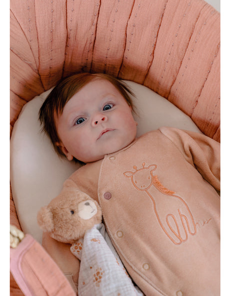 Lot de 2 pyjamas bébé, velours girafe et fleurs