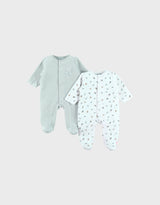 Lot de 2 pyjamas en velours bébé rose et blanc brodé