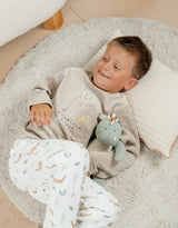 Pyjama 2 pièces en velours beige avec broderie lapin