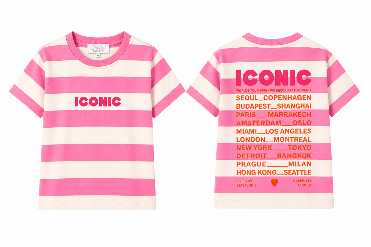 T-shirt ICONIC ligné Rose