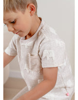 Pyjama coton jacquard manches courtes éléphant gris