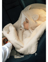Poncho bébé, mousseline de coton bio beige