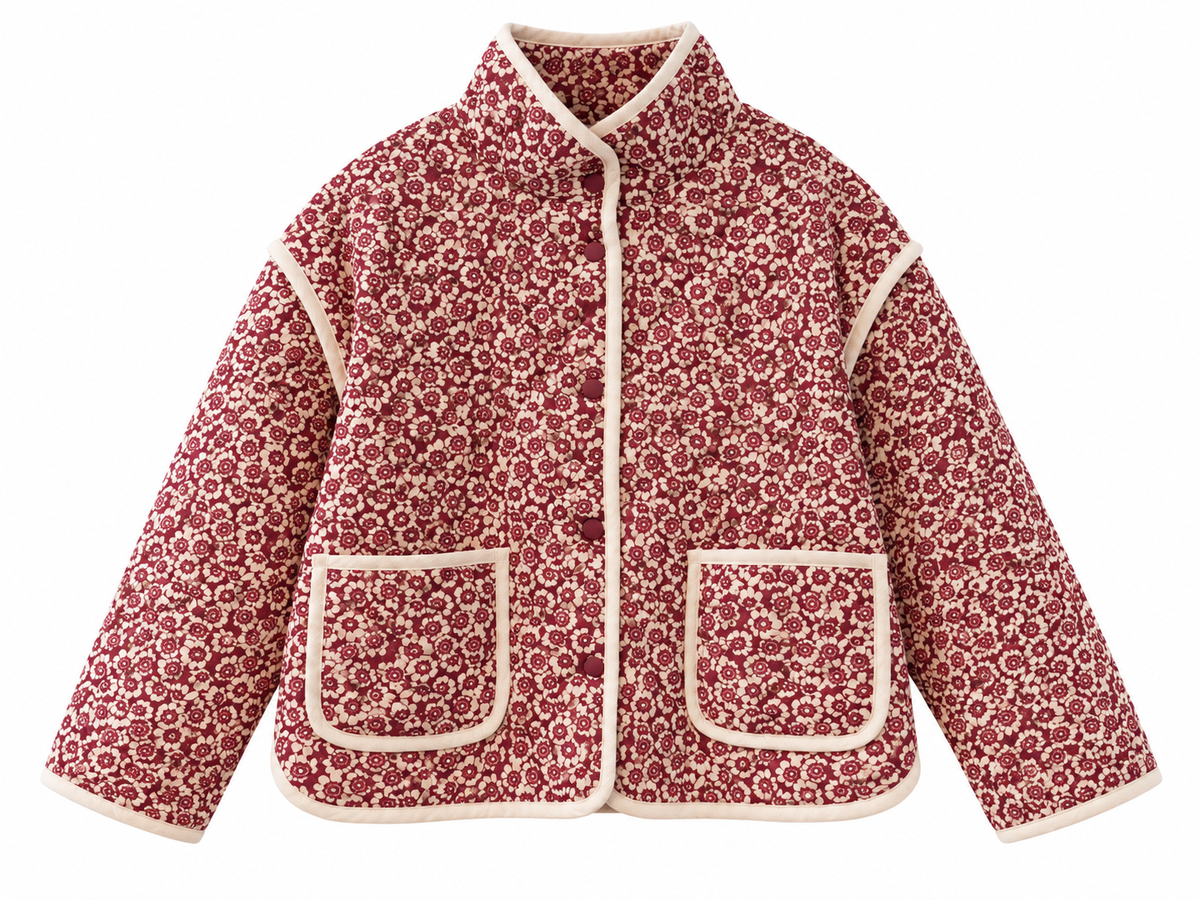 Veste matelassée Fleurie Rose