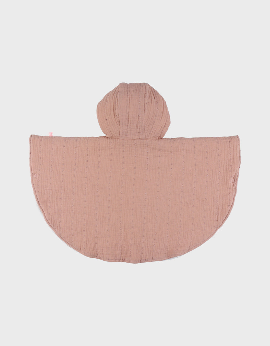 Poncho bébé, mousseline de coton bio rose