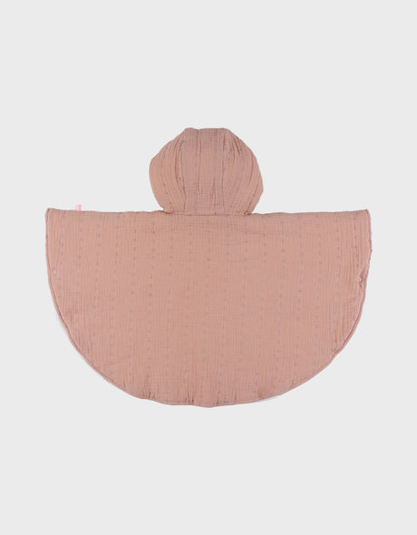 Poncho bébé, mousseline de coton bio rose