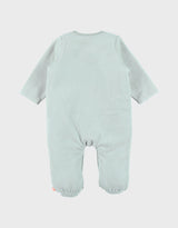 Pyjama bébé, velours brodé cœur vert