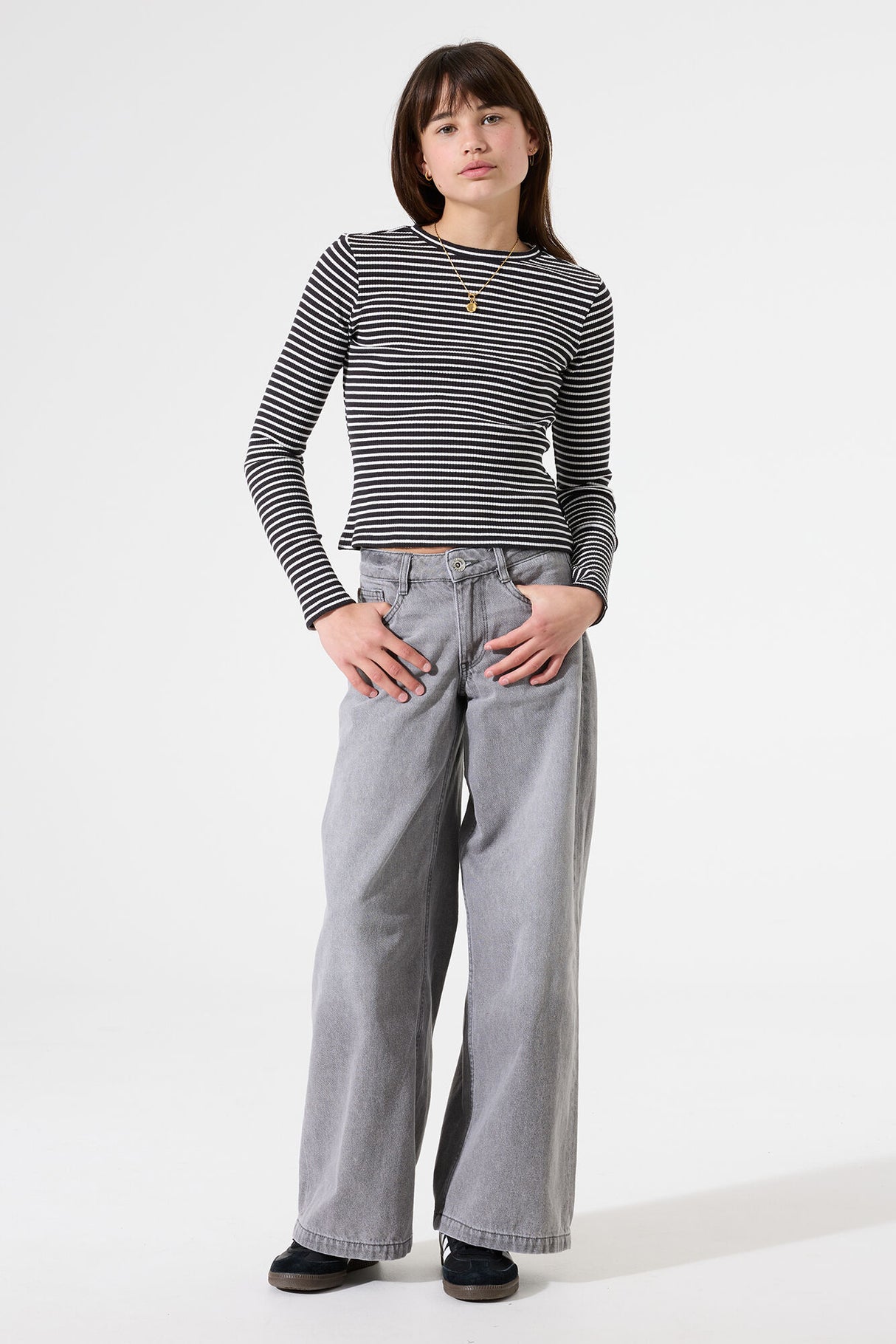 T Shirt Angela rayé Noir/blanc