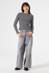 T Shirt Angela rayé Noir/blanc